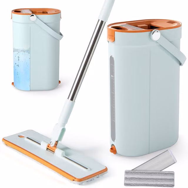 COSTWAY Mop and Bucket Set with Wringer and Scraper in Green