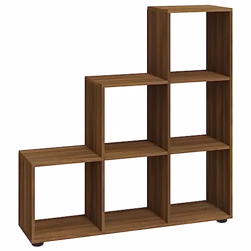 vidaXL Staircase Bookcase in Brown Oak, Modern Open Back Engineered Wood Design – 1