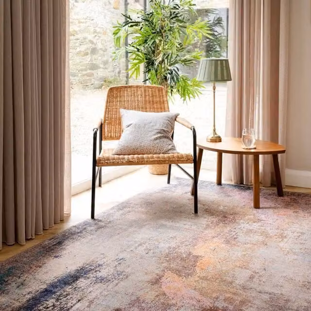 Kukoon Modern Abstract Flatwoven Living Room and Hallway Rug in Beige and Pink, W: 160 cm, L: 230 cm – 1