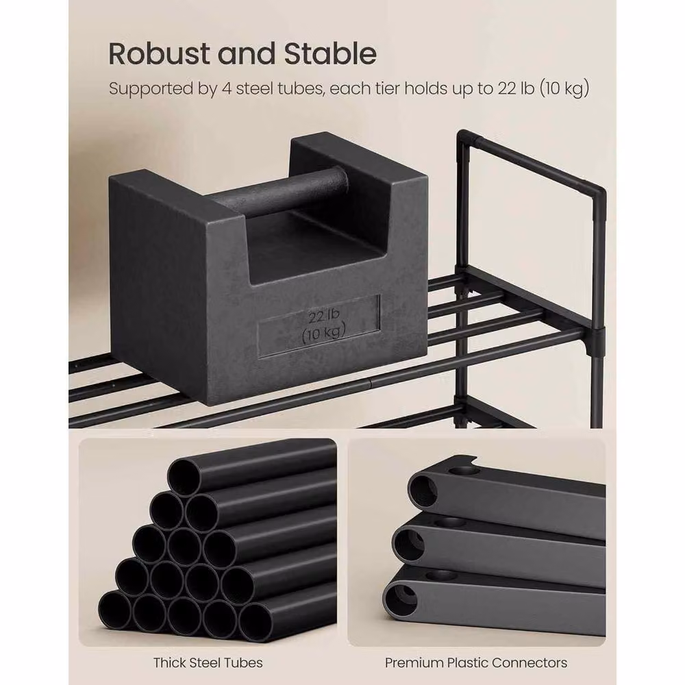 The Bazaarist Stackable 4 Tier Metal Shoe Rack, Black – 3