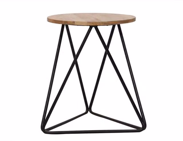 Jaipur Furniture Ltd Ravi Single Stool in Mango Wood and Iron, Black and Brown, W/D/H: 35 x 35 x 45 cm