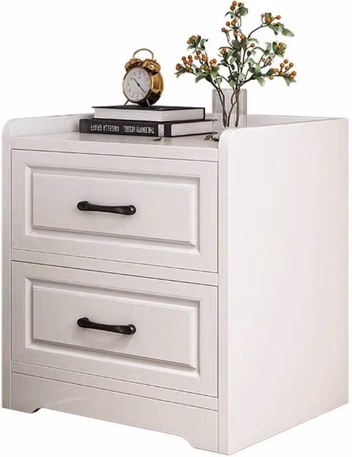 Nordara Modern 2 Drawer Bedside Cabinet in White, W/D/H: 40 x 36 x 50 cm – 1