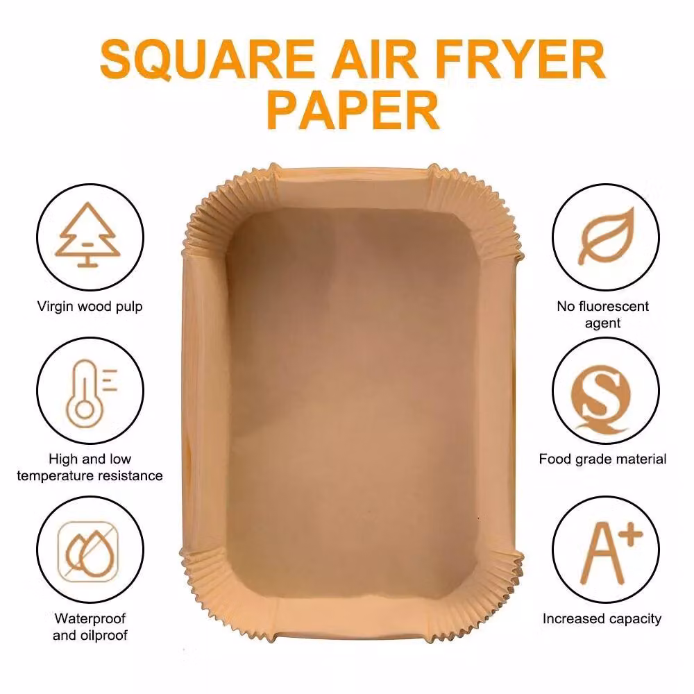 YnysTec Disposable Non Stick Air Fryer Paper Liners for Ninja, Brown, 100 Pieces – 6