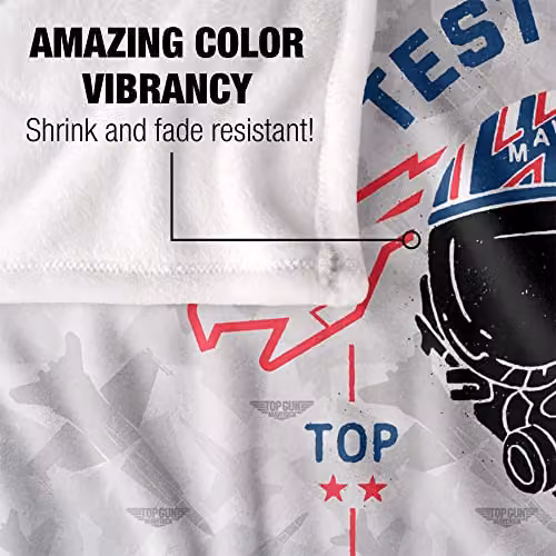 LOGOVISION Top Gun: Maverick Test Pilot Super Soft Fleece Throw Blanket, White, W/D/H: 152 x 127 cm – 3