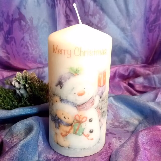 Viki White Snowman Christmas Pillar Candle Figure