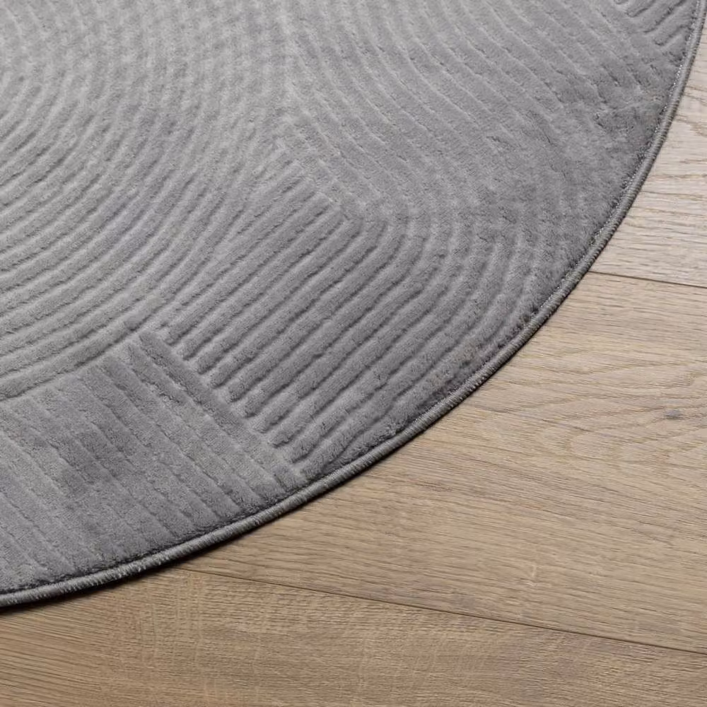Berkfield Home IZA Round Short Pile Scandinavian Style Grey Rug, Diameter: 80 cm – 2