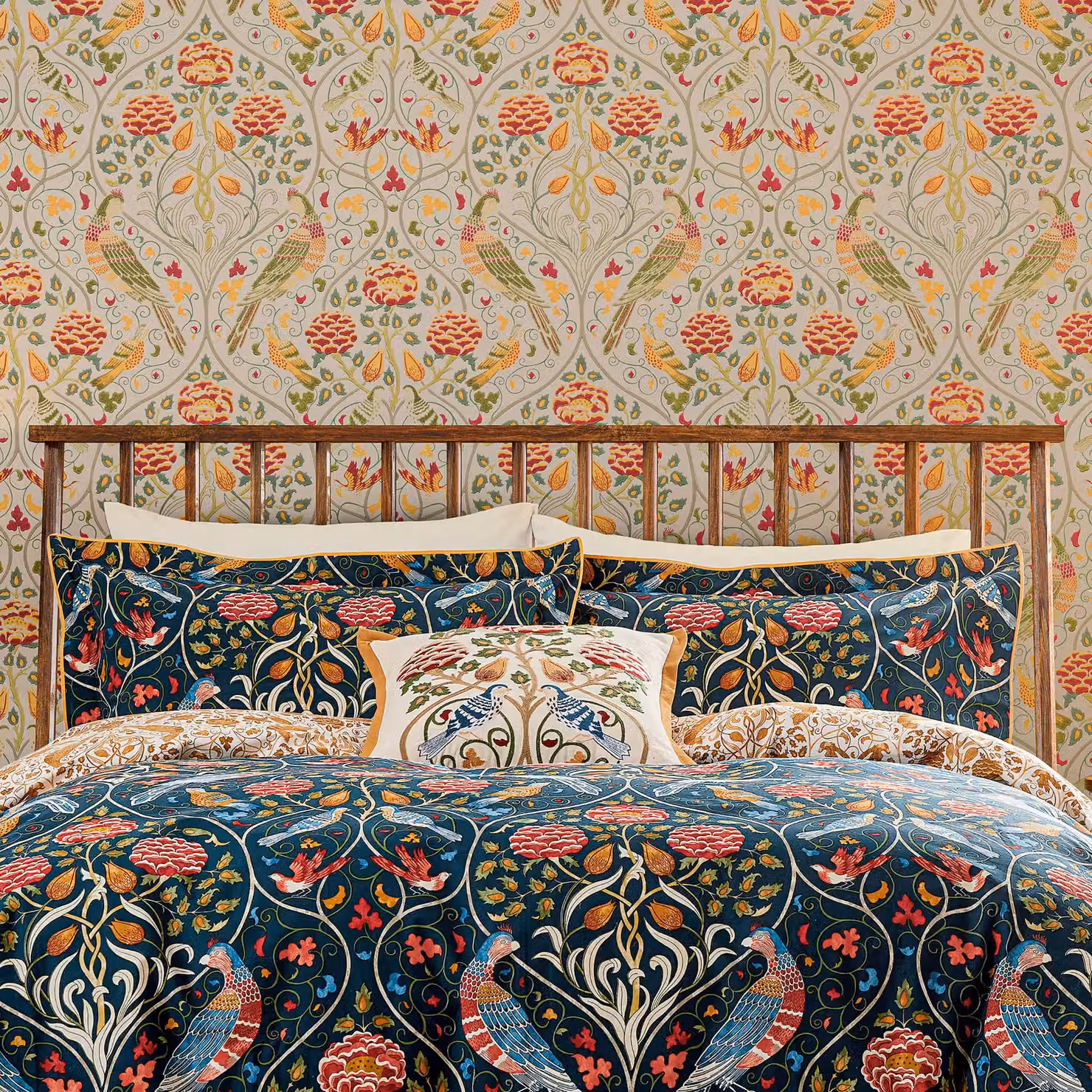 Morris & Co Seasons By May Indigo Cotton Duvet Cover and Pillowcase Set, Blue, W: 140 cm, H: 200 cm – 2