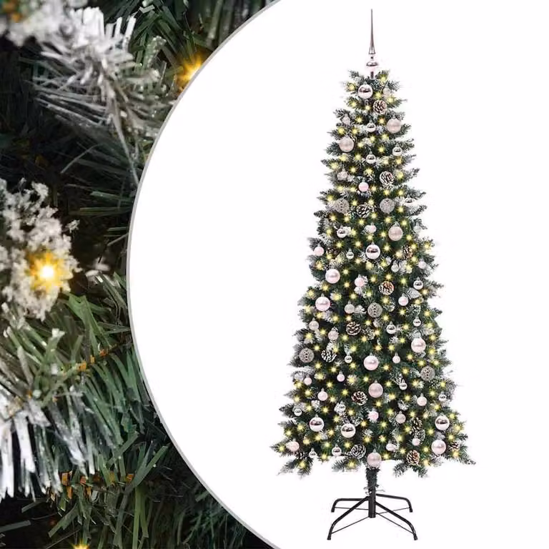 Berkfield Home Artificial Christmas Tree with 300 LEDs, Green, W/D/H: 76 x 76 x 180 cm