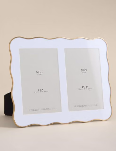 M&S Wiggle Rectangular Metal Tabletop Photo Frame, Gold, 10 x 15 cm