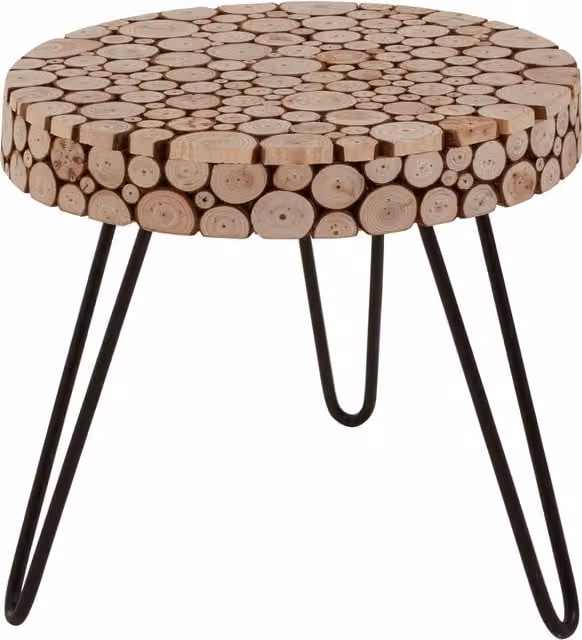 Premier Housewares Mid-Century Round Wood Side Table, Black, W/D/H: 36 x 36 x 35 cm