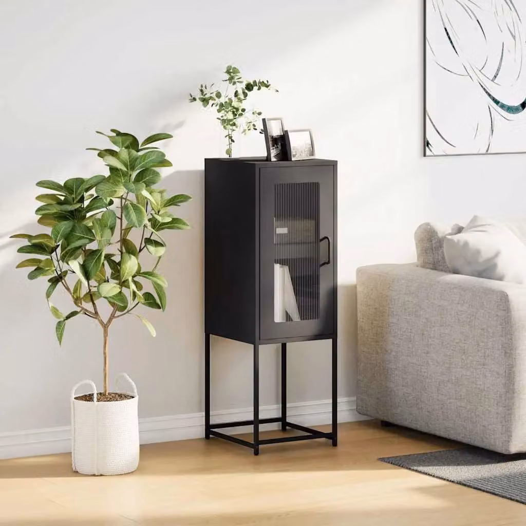 Berkfield Home Industrial Black Matt Sideboard in Cold-rolled Steel, W/D/H: 36 x 39 x 107 cm – 3