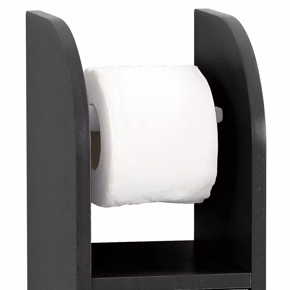 EONLION Freestanding Covered Bathroom Toilet Paper Roll Holder in Black – 3