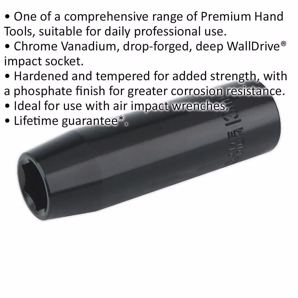 Loops 13mm Forged Deep Impact Socket 1/2 Inch Sq Drive Chrome Vanadium Wrench Socket in Black – 2