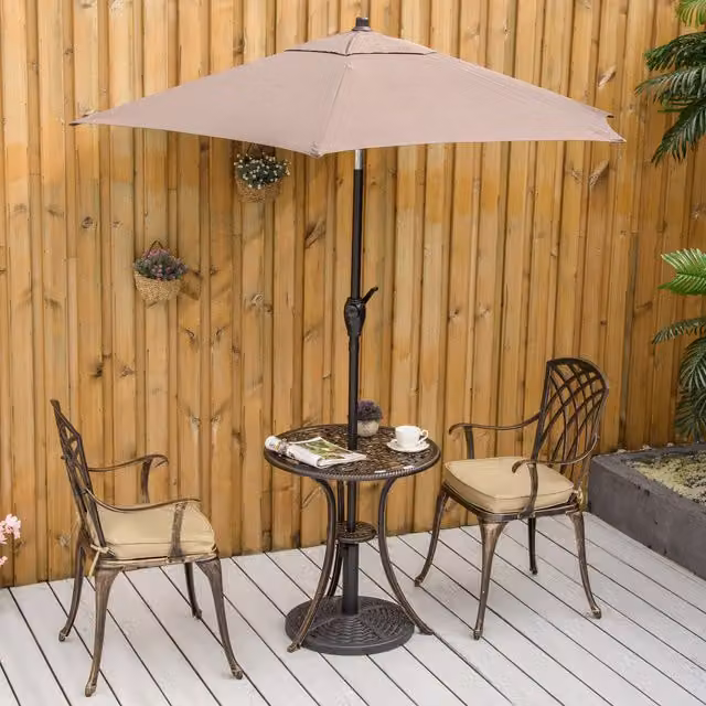 Outsunny 3 Piece Classic Cast Aluminium Garden Bistro Set in Bronze