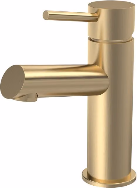 Balterley Brushed Brass Mono Basin Mixer Tap with Push Button Waste, H 16.6 x W 14.9 x D 5.2 cm – 1
