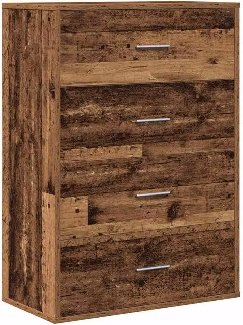 Berkfield Home Sideboard with Drawer in Brown Old Wood, W/D/H: 60 x 31 x 84 cm