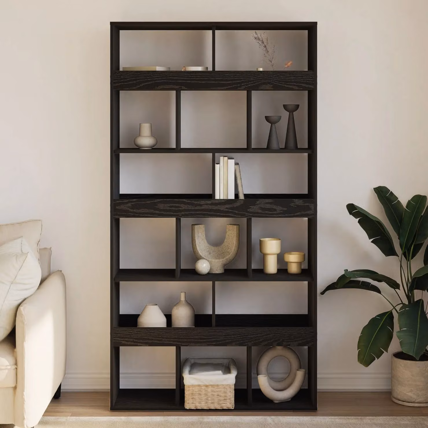 Berkfield Home 2-Piece Room Divider in Black Oak, W/D/H: 100 x 33 x 187.5 cm – 3