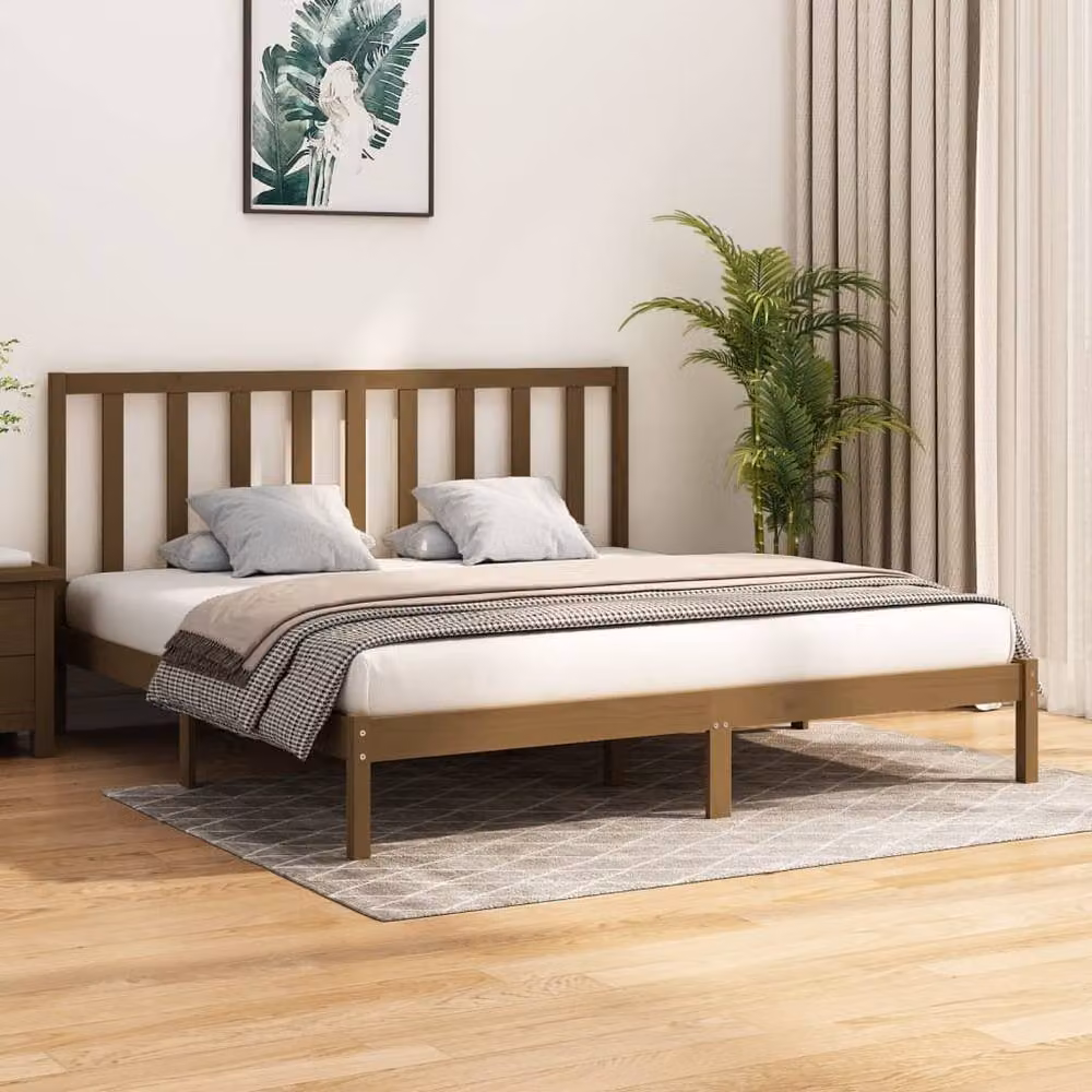 Berkfield Home Rustic Solid Wood Pine Bed Frame, Honey Brown, 200 x 200 cm – 2