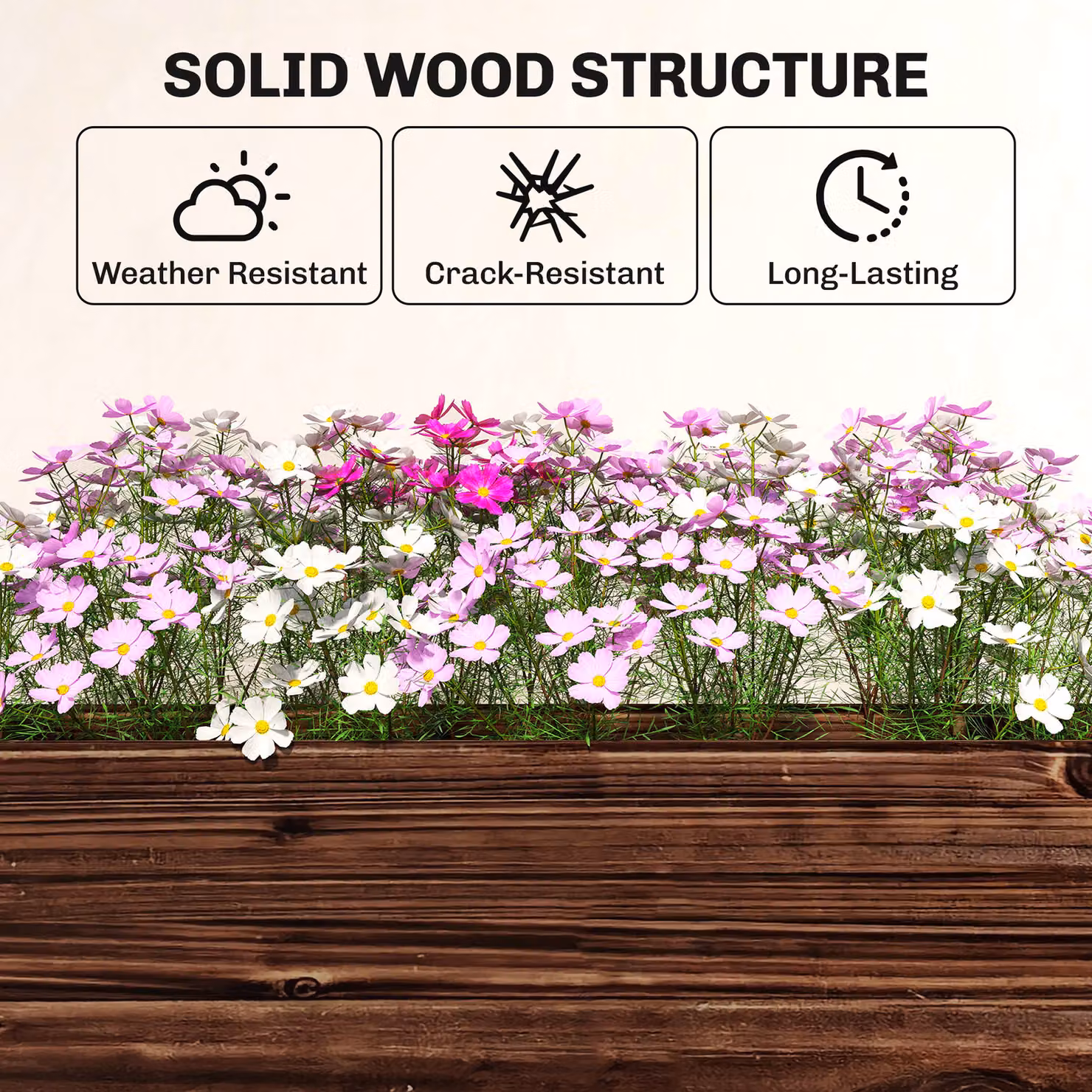 Outsunny 2-Tier Wooden Raised Planter in Brown with Bed Liner and Drainage Holes, W/D/H: 70 x 60 x 25 cm – 6