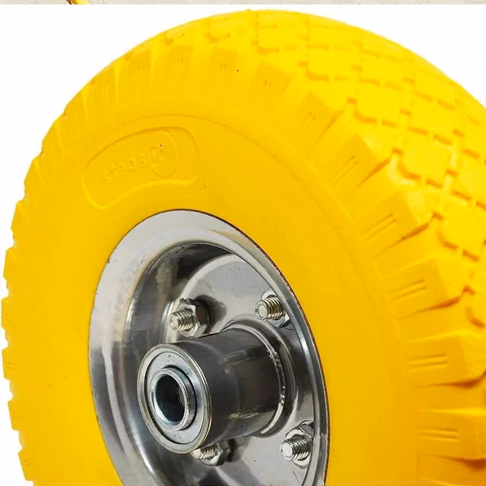 Ventryn 2 Pack 10 Inch Puncture Proof Solid Rubber Trolley Wheels in Yellow – 2