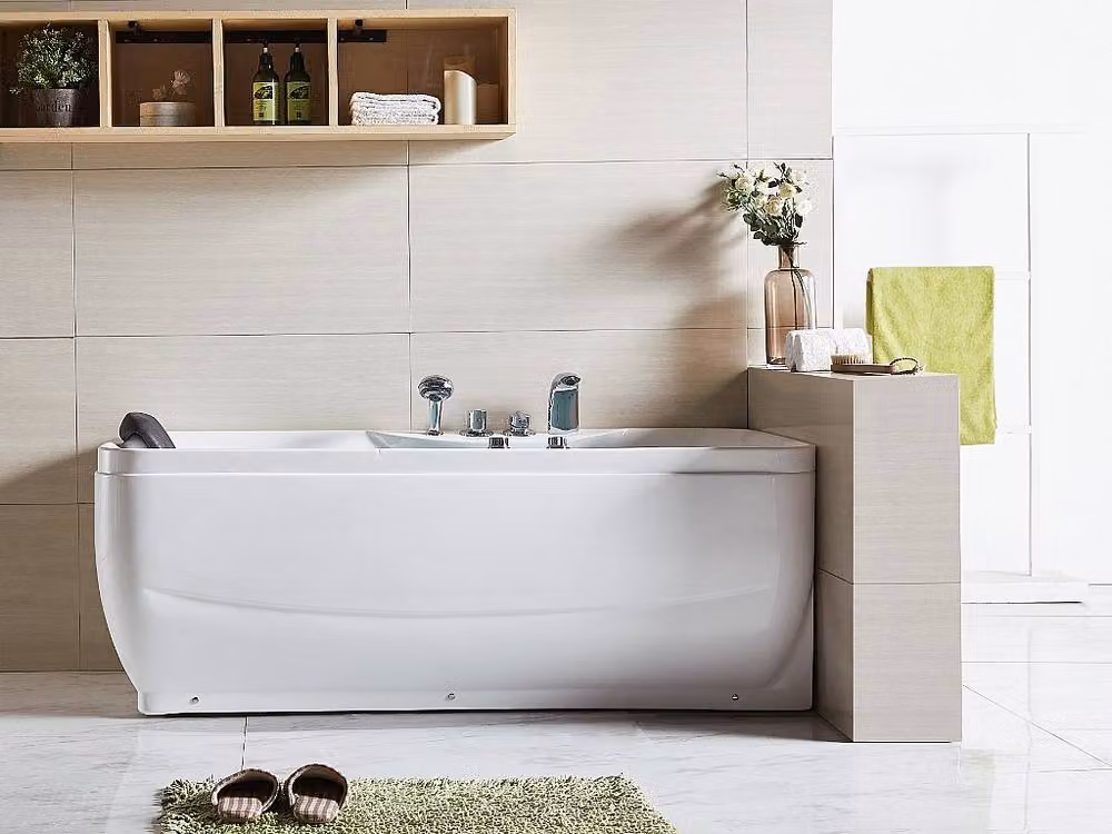 Vente-unique White Whirlpool Bath, 1 Seater, Right-Handed, W/D/H: 150 x 75 x 54.5 cm – 3