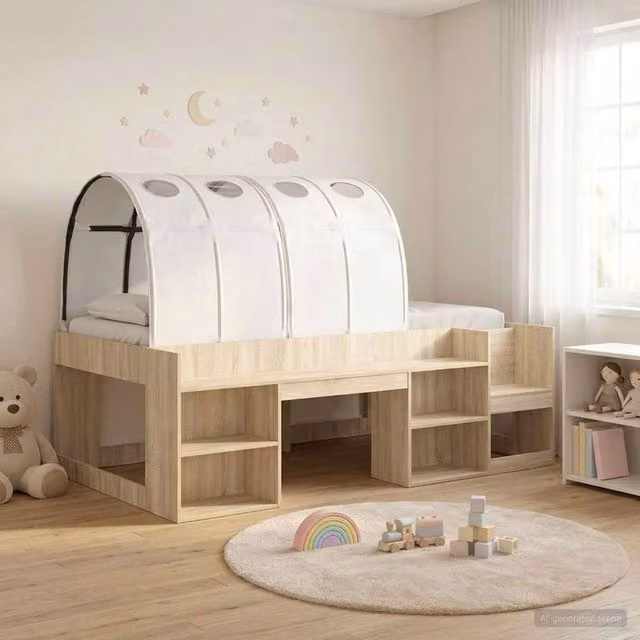 Berkfield Home 3-Piece Modern Bed Frame with Side Compartment Shelves in Sonoma Oak, White and Brown