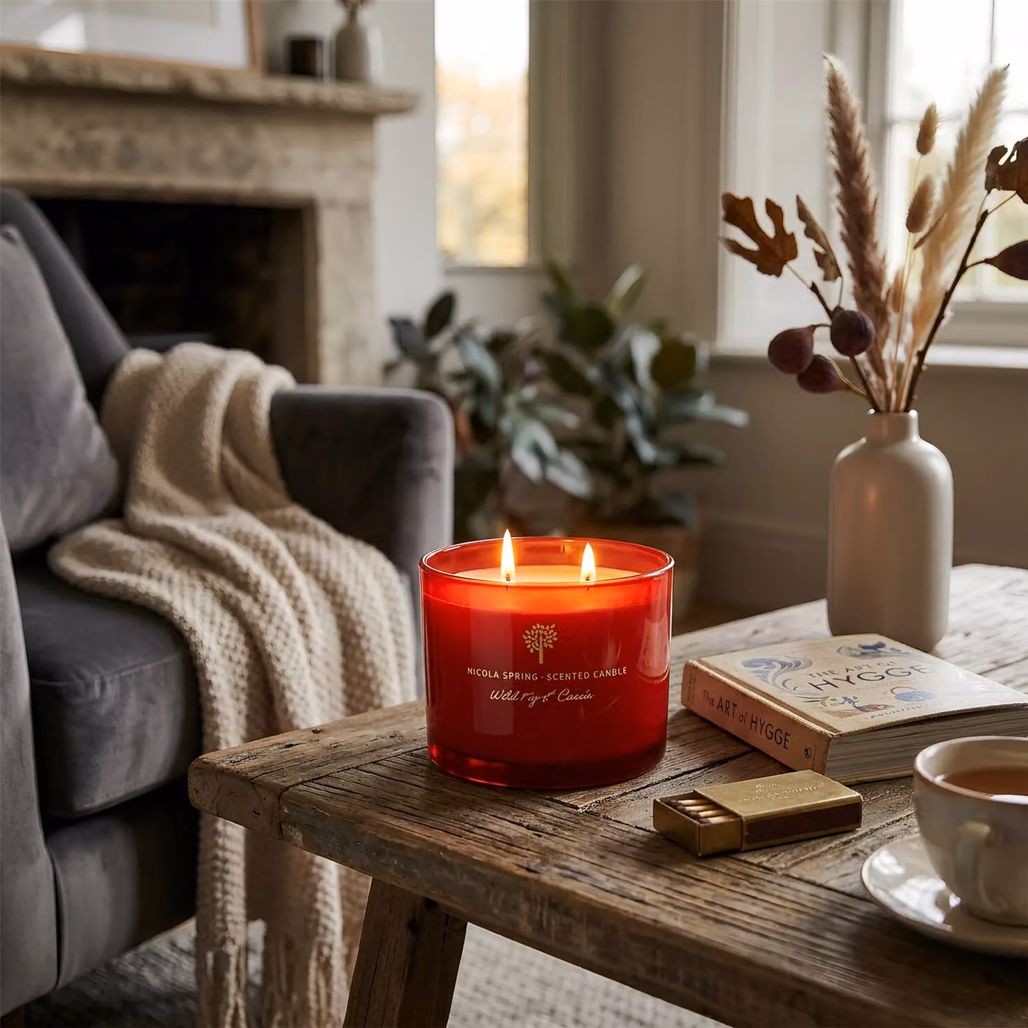 Nicola Spring Wild Fig & Cassis Scented Soy Wax Candles, Pack of 3, Red – 6