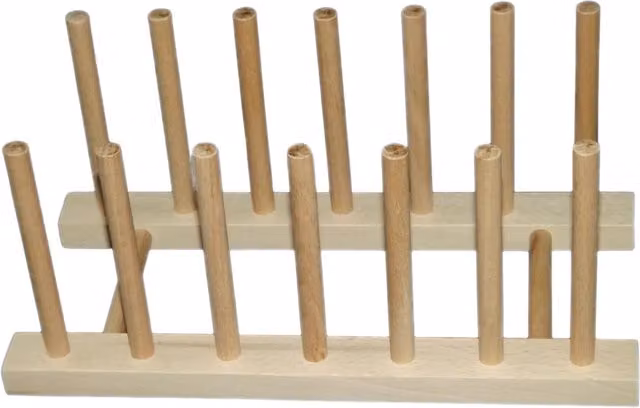 Apollo Freestanding Wooden Plate Rack in Brown and Beige, W/D/H: 26.0 x 15.0 x 12.0 cm