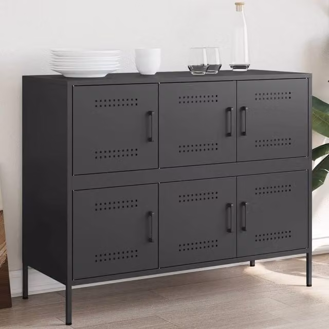 Berkfield Home Industrial Metal Sideboard in Black, W/D/H: 100.5 x 39 x 79 cm – 1