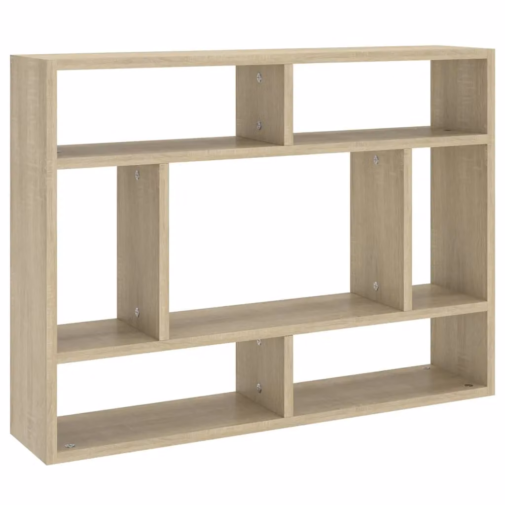 Berkfield Home Wall Mounted Sonoma Oak Shelf in Brown, W: 75 cm, D: 16 cm, H: 55 cm – 2