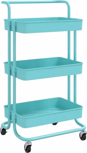 Berkfield Home 3-Tier Kitchen Trolley in Turquoise, W/D/H: 42 x 35 x 85 cm