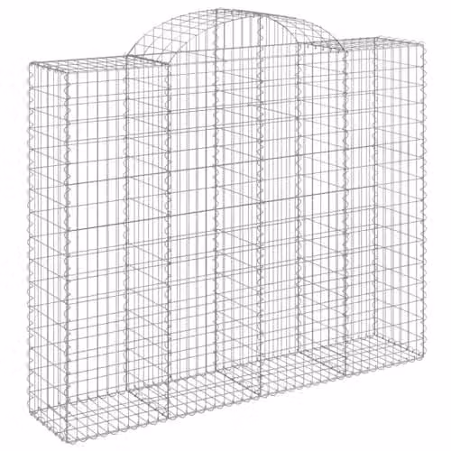 vidaXL Arched Gabion Baskets, 15 Pieces, Silver Galvanised Steel, W: 200 cm, D: 50 cm, H: 160/180 cm