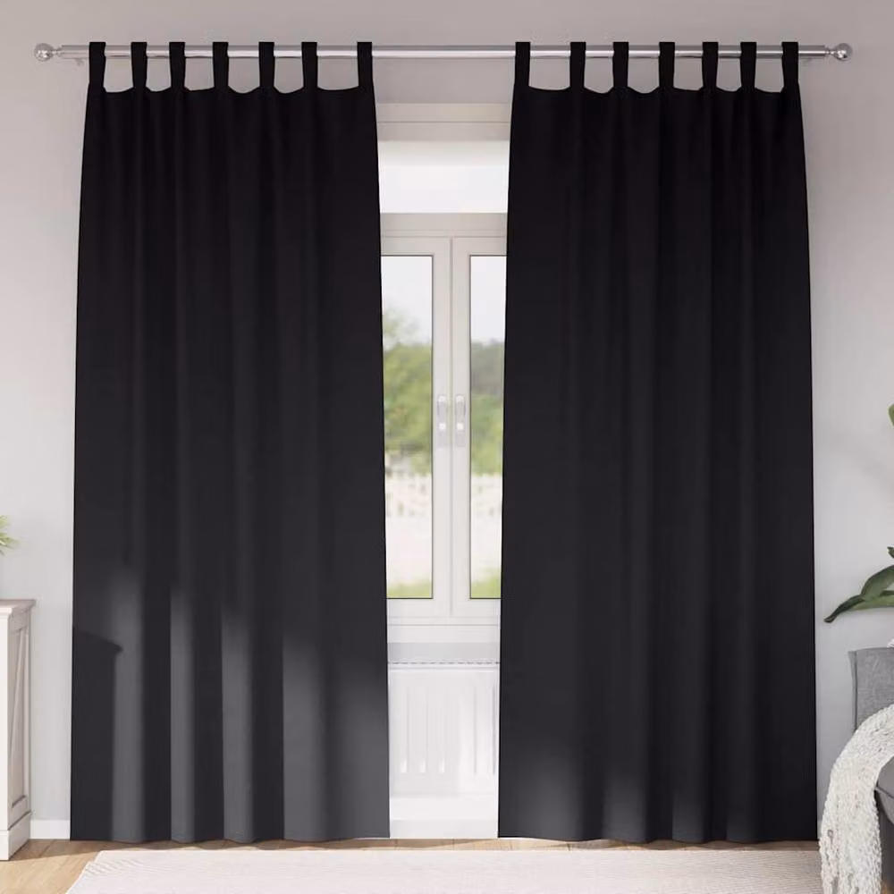 Berkfield Home Blackout Fabric Panel Curtains, 2 Pack, Black, W/H: 140 x 260 cm – 2
