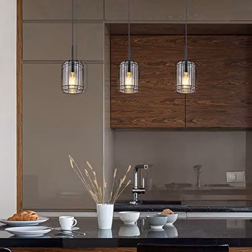 Netlighting Globo Lighting Industrial Bar Pendant Light with Smoked Glass and Black Metal, 3x E27, Height: 120 cm – 5