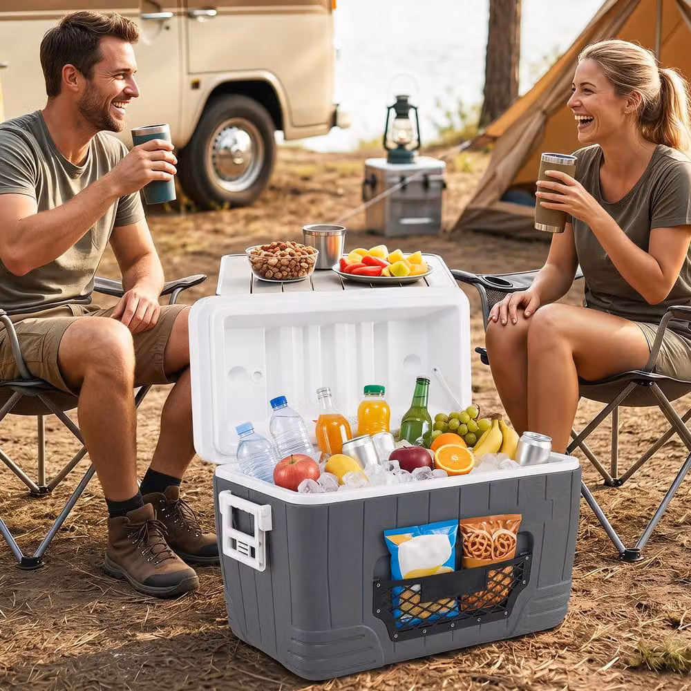 Costway 45L Insulated Portable Hard Shell Ice Chest with Mesh Pocket, Dark Grey – 8