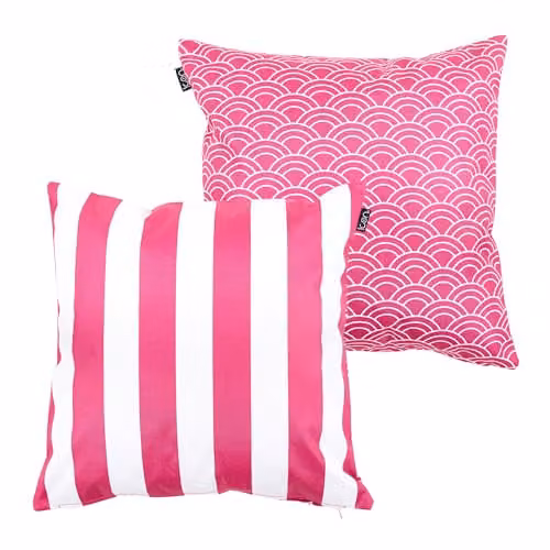 Bean Bag Bazaar Stripe Collection Outdoor Square Cushions, 2 Pack, Pink, W/D/H: 43 x 43 x 43 cm – 1