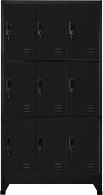 Berkfield Home Black Steel Locker Cabinet with Hinged Doors W/D/H: 90 x 45 x 180 cm – 1