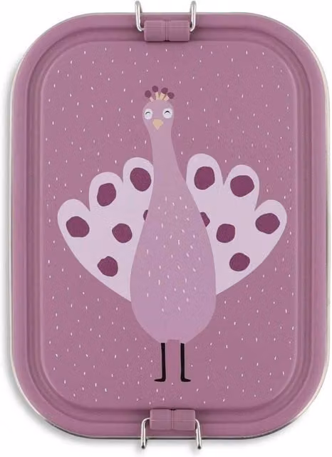 Trixie Small Lunch Box Mrs. Peacock in Purple with Dividers and Metal Clip