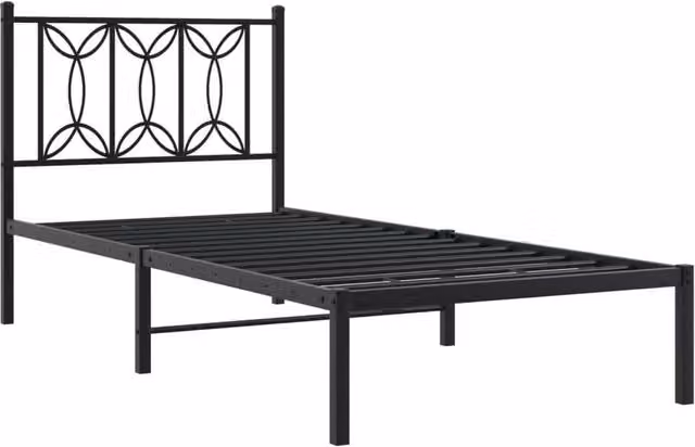 Berkfield Home Metal Bed Frame with Headboard, Black, W: 90 cm, L: 200 cm – 1