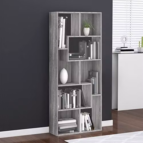 vidaXL Grey Sonoma Book Cabinet in Engineered Wood W/D/H: 67 x 24 x 161 cm – 2