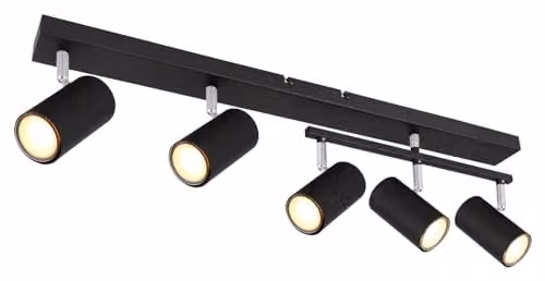 Netlighting Robby Ceiling Spotlight Bar in Matt Black with 5x GU10 Bulbs, Width: 70 cm