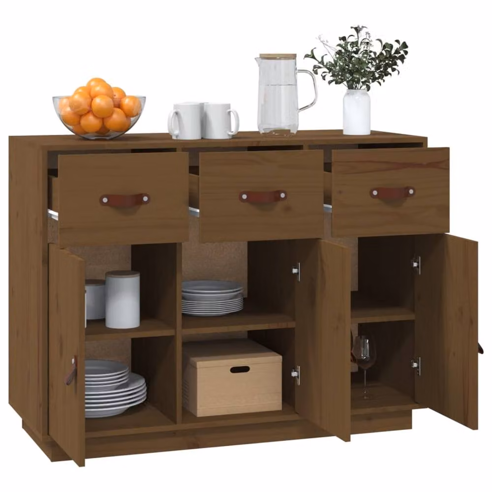 Berkfield Home Rustic Solid Wood Pine Sideboard in Honey Brown, W/D/H: 100 x 40 x 75 cm – 3