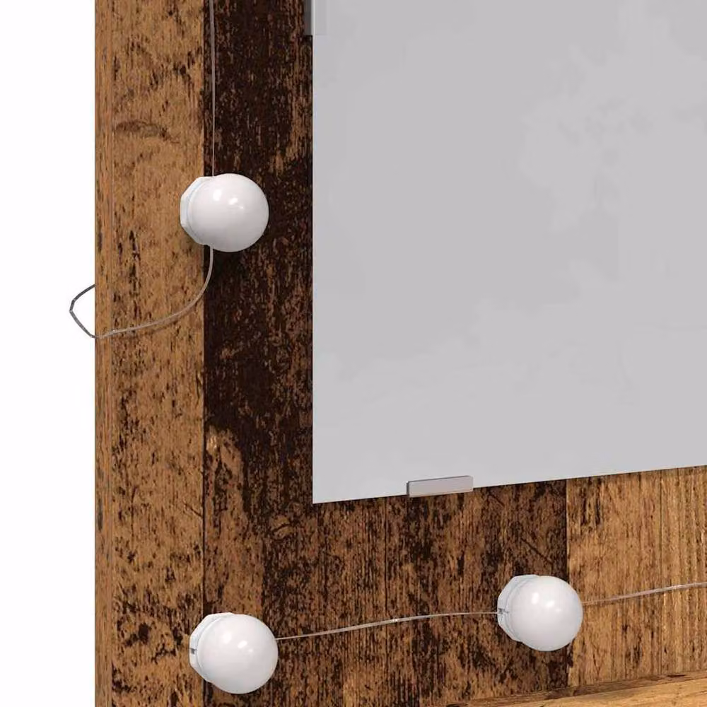 Berkfield Home Vintage Vanity Unit in Brown Solid Reclaimed Wood with Integrated LED Lighting W/D/H: 60 x 31.5 x 62 cm – 7