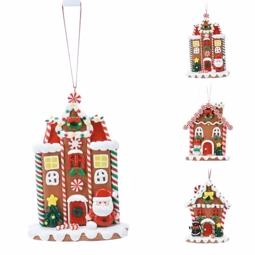 Carousel Home Gingerbread House Christmas Bauble Hanging Ornament, Multicolour, 11 cm – 1