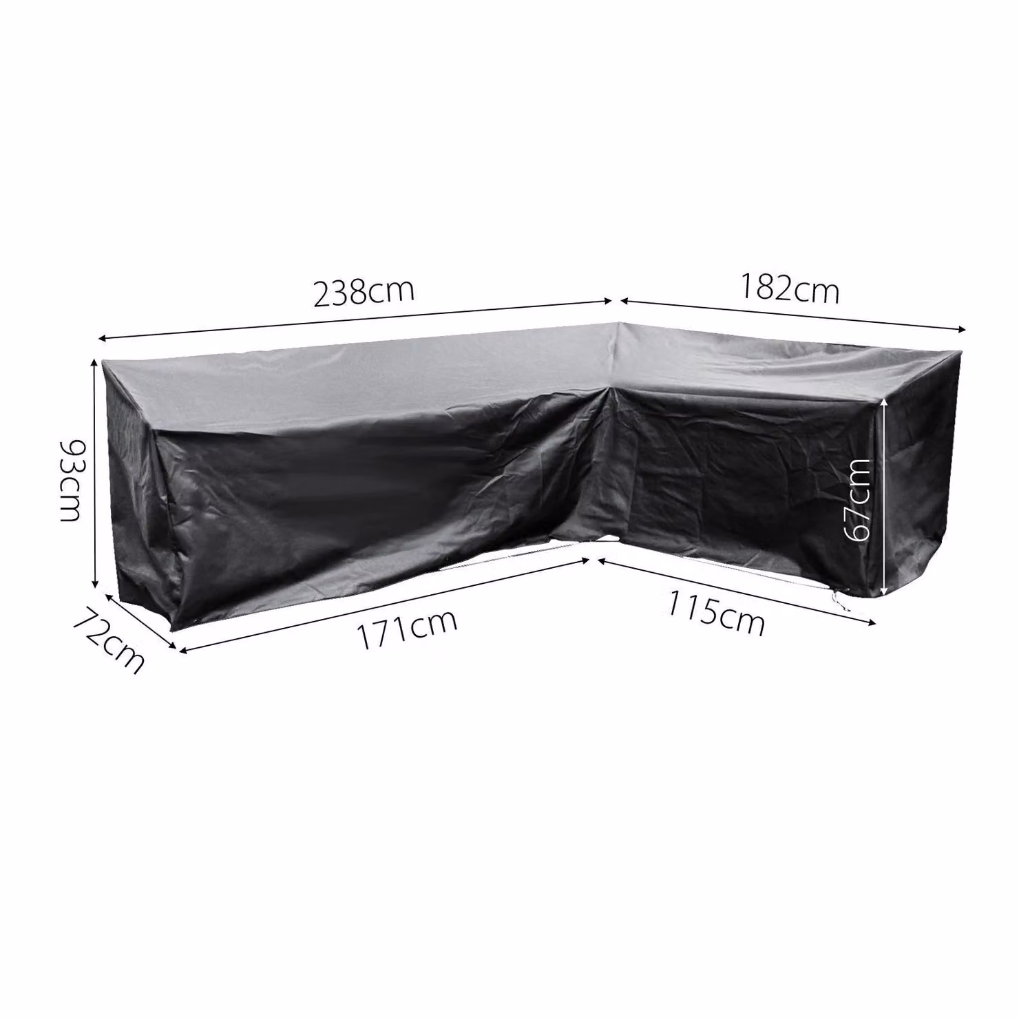 Cozy Bay EZBreathe Water Repellent L Shape Corner Sofa Cover in Black Polyester – 2
