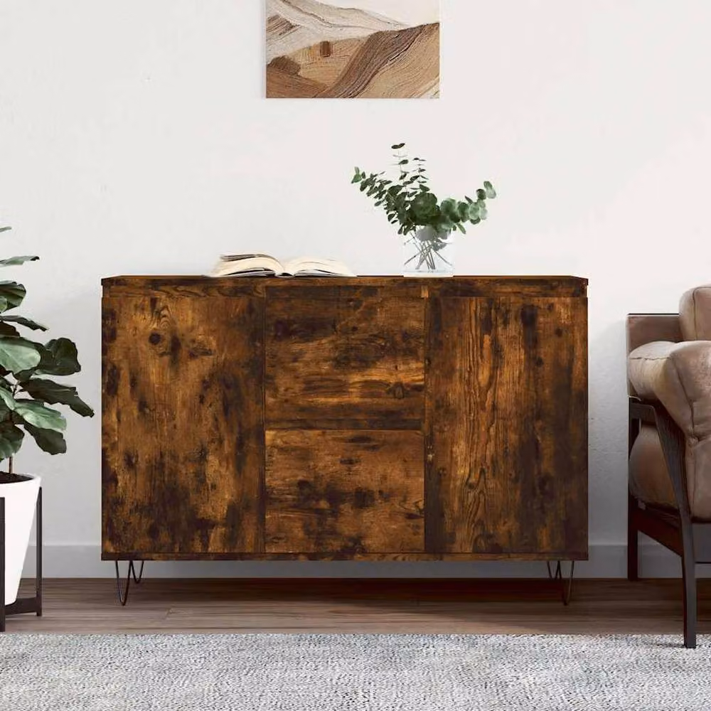 Berkfield Home Industrial Sideboard in Smoked Oak Brown, W/D/H: 104 x 35 x 70 cm – 2