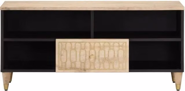 Berkfield Home Brown Mango Wood TV Cabinet W/D/H: 100 x 33 x 46 cm – 1