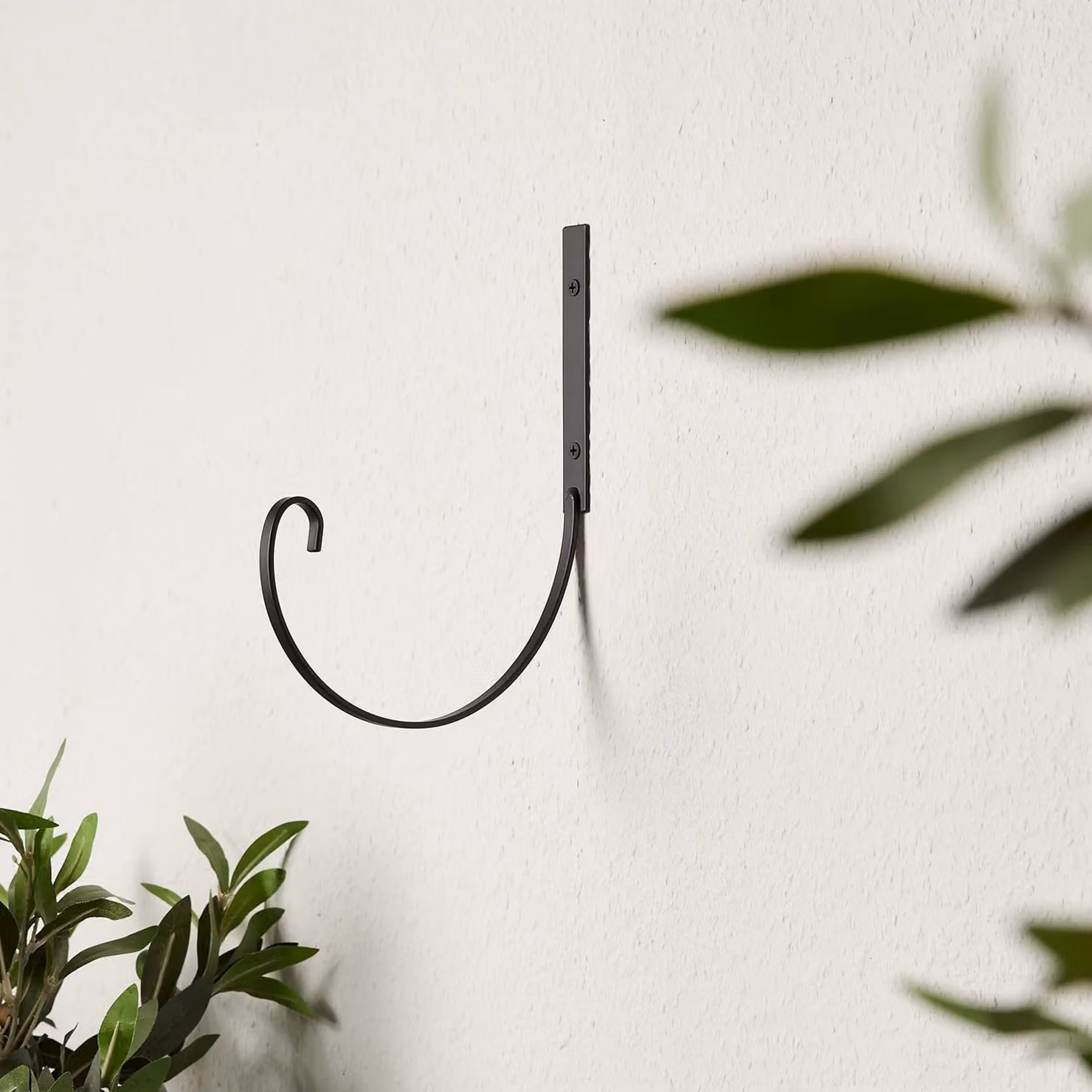 Lights4fun Black Metal Wall Mounted Lantern Hook