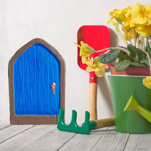 PMS Fairy Sized Blue Door and Window Miniature Set for Enchanted Gnome Gardens or Christmas Elf Scenes – 4
