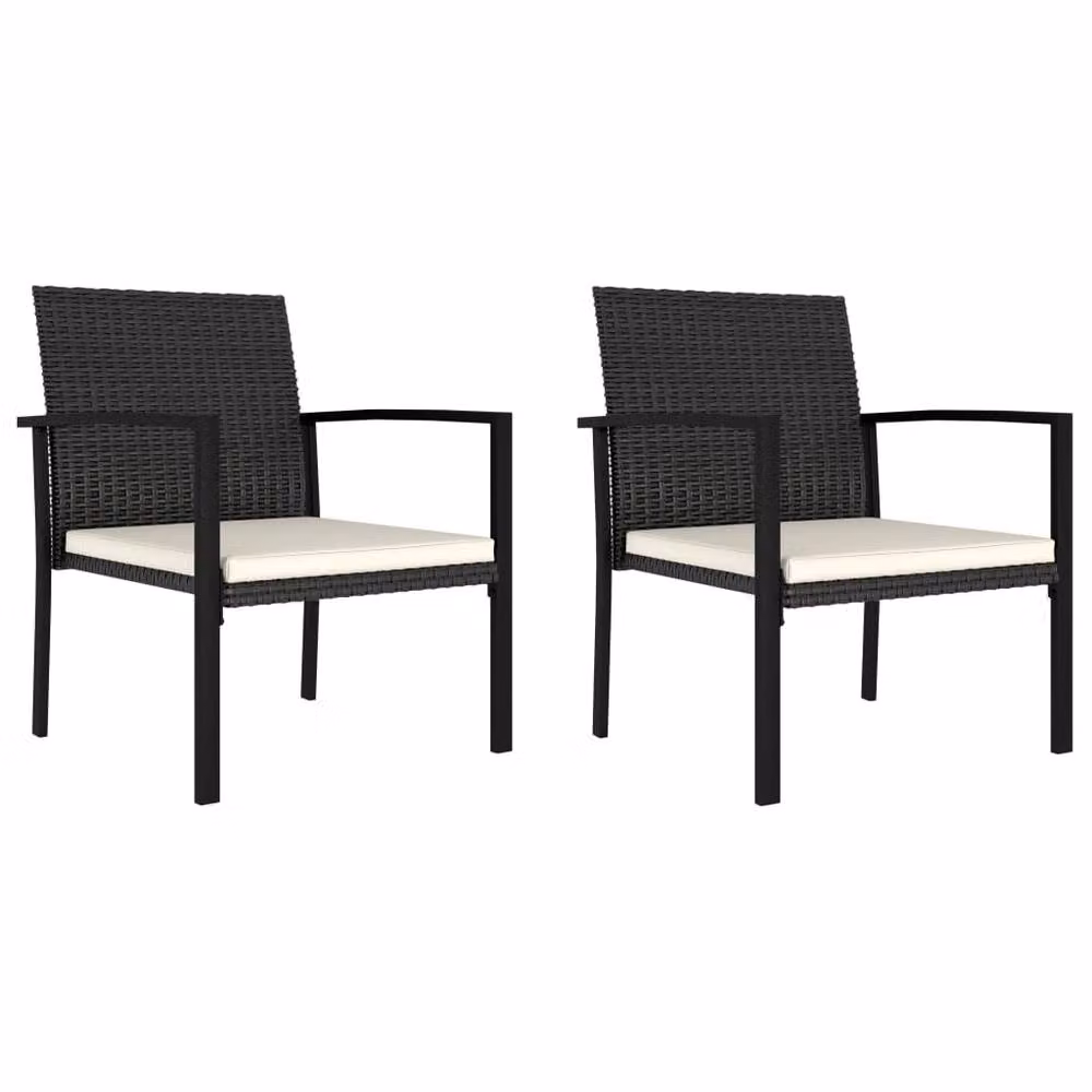 Berkfield Home Modern Poly Rattan Garden Dining Chairs, 2 Piece Set, Black – 2